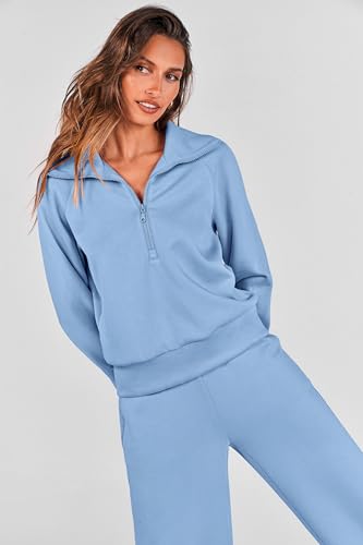 PRETTYGARDEN Women's 2 Piece Matching Lounge Set Sweatsuits - color: Blue, size: X-Small