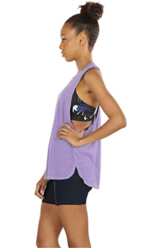 icyzone Women's Racerback High Neck Workout Athletic Yoga Muscle Tank Tops - color: Lavender, size: Medium