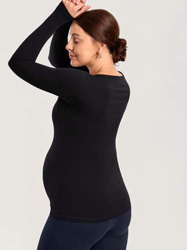 MOMANDA Square Neck Maternity Tops - color: Black, size: Small