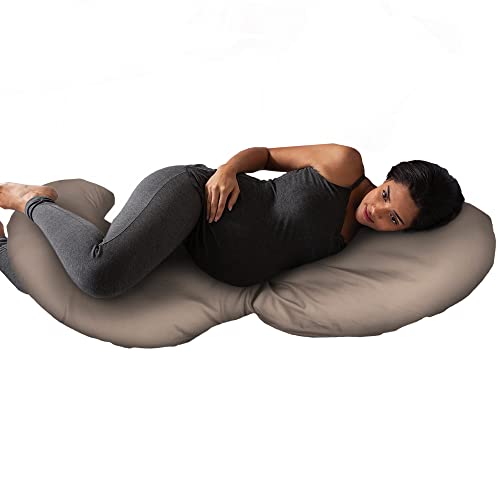Boppy Total Body Pregnancy Pillow, Organic Cotton Cover, Maternity Support - color: Organic Biscuit
