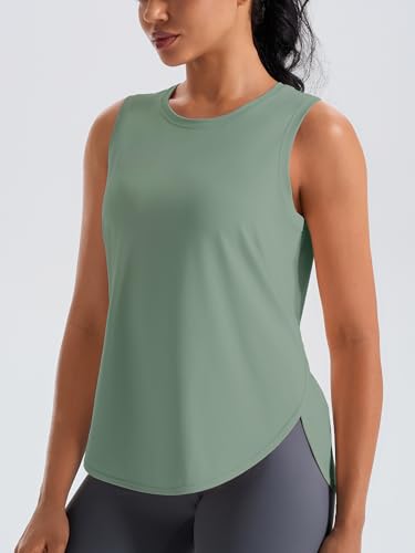JOYSPELS Ice Silk Workout Tank Top Loose Fit Yoga Shirts UPF 50+ - color: Black/Greengray, size: Medium