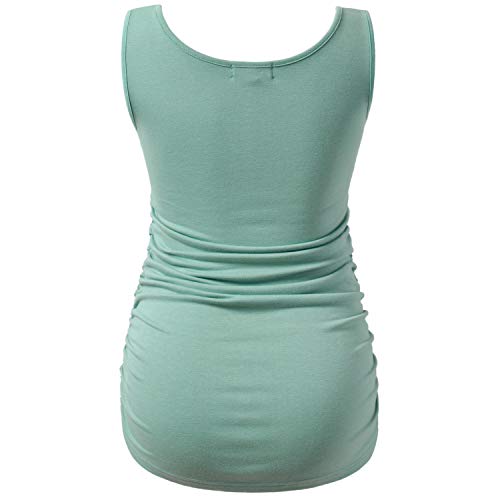 GINKANA Maternity Tank Tops Sleeveless Ruched Basic Tops Maternity Shirt Vest Mama Clothes - color: Sage, size: Large