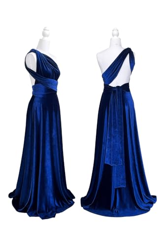 72styles Velvet Multi-Way Wrap Infinity Maxi Dress for Bridesmaids - color: Royal Blue, size: One Size