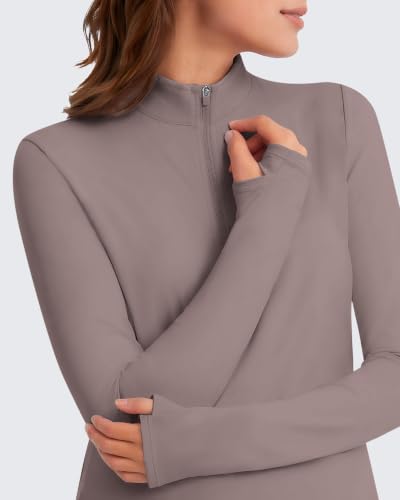 G4Free Lightbreeze Maternity Shirts Long Sleeve Half Zip Mock Neck Yoga - color: Gray Lilac, size: X-Large