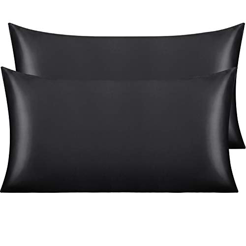 NTBAY King Satin Pillowcases, Set of 2, Black - color: Black, size: 2 x King (20 x 40 Inches)