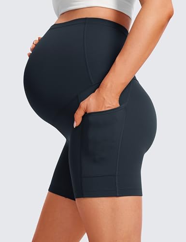 CRZ YOGA Maternity Biker Shorts Pockets 5" - color: True Navy, size: X-Small