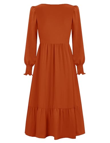 CzzzyL Women Nursing Dresses Crew Neck Fall Maternity Tiered with Pockets - color: Orange, size: Small