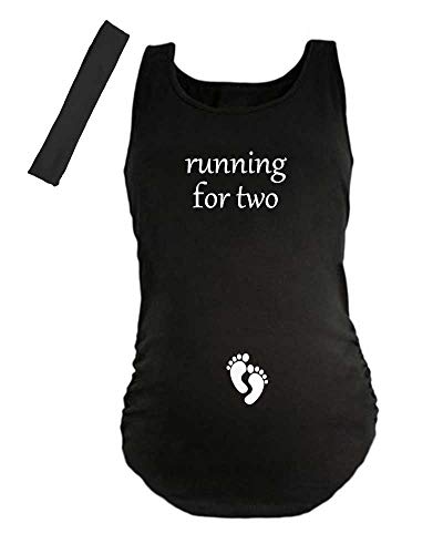 Pregnancy Maternity Tank Top - Running for Two - color: Black, size: Medium