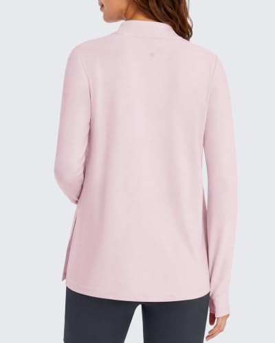 G4Free Lightbreeze Maternity Shirts Long Sleeve Half Zip Mock Neck Yoga - color: Light Pink, size: Medium