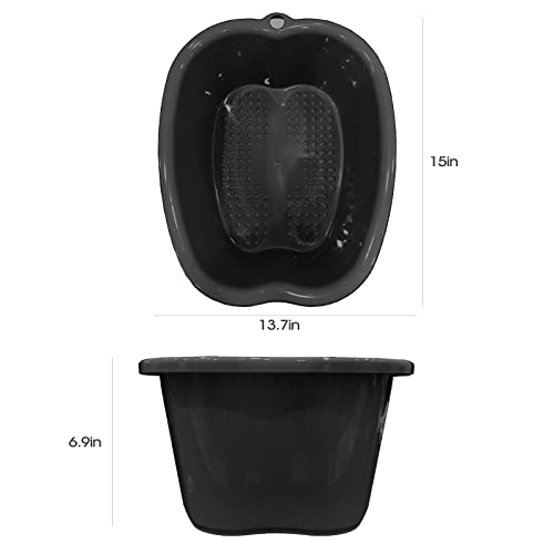 Extra-Large Foot Bath Soak Tub 2-Pack – Durable Massage Basins for Home Relaxation, Fits Large Feet, Non-Slip Base Black/Black