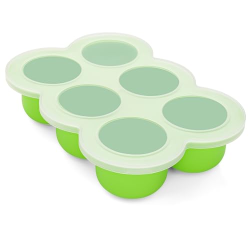 Silicone Freezer Tray with Clip-on Lid, 3oz x 6 Pods (Bright Green) - color: Bright Green (6 x 3 OZ)