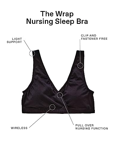Motherhood Maternity Women's Soft Cotton Spandex Wrap Front Maternity & Nursing Sleep Bralette Bra S-3x - color: Black 1 Pack, size: Small