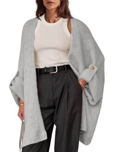 Saodimallsu Womens Oversized Long Cardigan Sweaters Casual Fall Trendy Coat - color: Gray, size: XX-Large