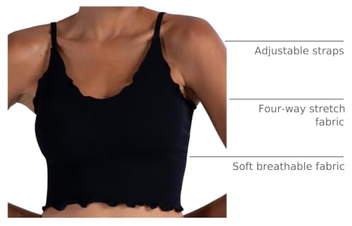 Sunzel 2 Pack Women's V Neck Ribbed Camisole Tank Tops with Ruffle Trim - color: Black & White, size: Large-X-Large