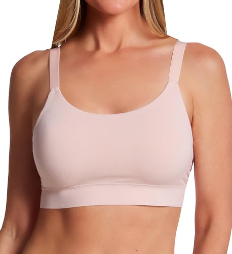 Bali Women's Modern Seamless Bralette, Pullover Wireless Bralette with Adjustable Straps - color: Sandshell, size: Medium