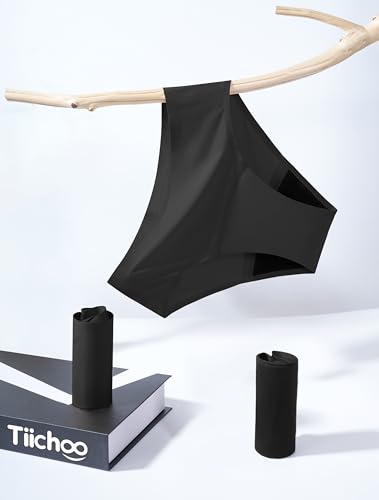 TIICHOO Period Underwear for Women Seamless Leakproof Bikini 5 Pack - color: Black, size: Large