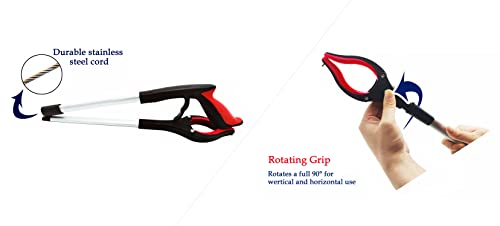 Reacher Grabber Tool 32 Inch 2-Pack, Foldable Trash Picker Grabber, Trash Gripper, Garden Nabber, Litter Picker, Extended Grabber(Red/Blue) - color: Red/Blue
