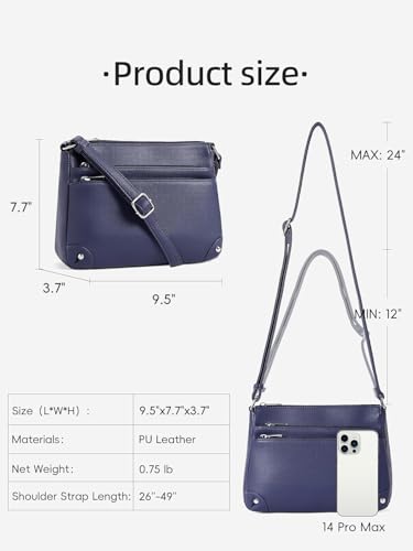 WESTBRONCO Crossbody Bags for Women, Medium Purses with Multi Zipper Pocket - color: Navy Blue