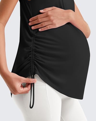 G4Free Lyocell Maternity Tank Tops Pregnancy Sleeveless Workout Shirts - color: Black, size: Small