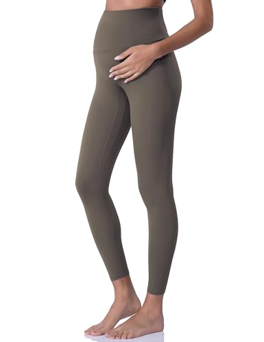 POSHDIVAH Maternity Leggings for Women Pregnancy Yoga Pants - color: Brown, size: Medium