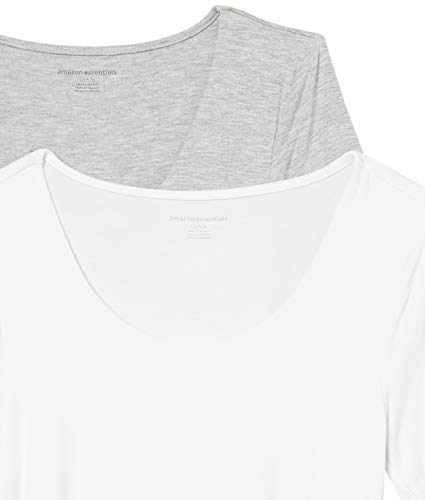 Amazon Essentials Women's Maternity Short-Sleeve Rouched Scoopneck T-Shirt, Pack of 2 - color: Light Grey Heather/White, size: Medium