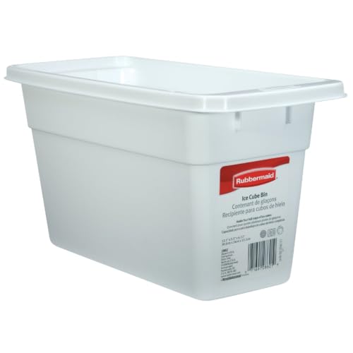 Rubbermaid Ice Cube Bin, White, Holds 4 Trays, Compact Design, Durable Plastic - size: 12.1 Inch