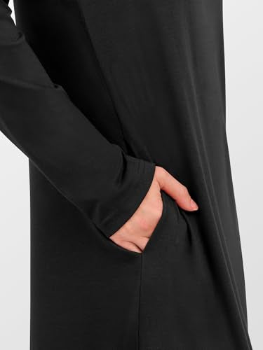 ANRABESS Women's Long Sleeve Fall Maxi T-Shirt Dress with Pockets - color: Black, size: Medium