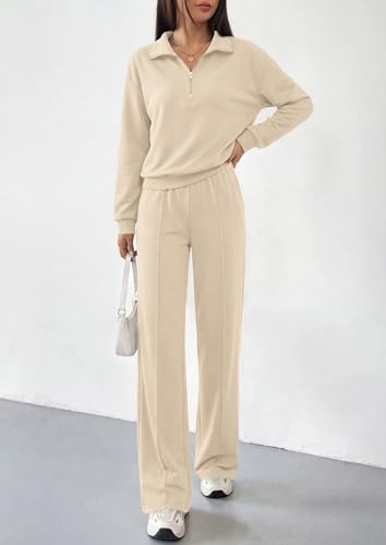 PRETTYGARDEN Women's Lounge Sets 2 Piece Outfits Sweatsuits - color: Apricot, size: Large