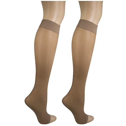 Truform Sheer Compression Stockings, 8-15 mmHg, Women's Knee High Length, 20 Denier - color: Beige, size: 2X-Large (1 Pair)