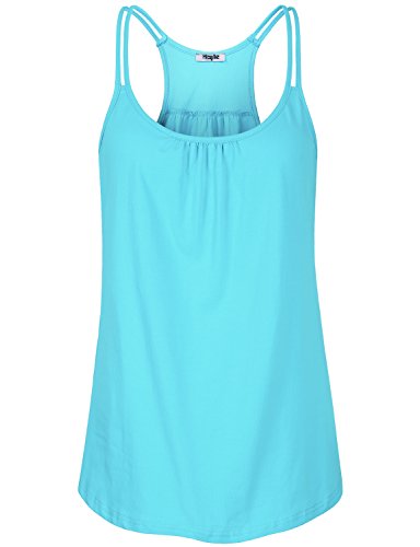 Hibelle Womens Scoop Neck Cute Racerback Yoga Workout Tank Top - color: Light Blue, size: Small