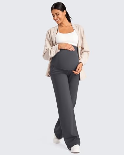G4Free Fleece Lined Maternity Yoga Pants Winter Pregnancy Work Trousers - color: Dark Gray, size: Small
