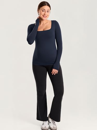 MOMANDA Square Neck Maternity Tops - color: Twilight Blue, size: Small