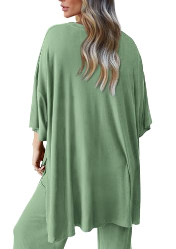 PRETTYGARDEN Two Piece Sets for Women Lounge Matching Set - color: Bean Green, size: X-Small