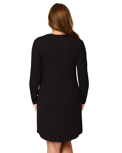 Kindred Bravely Riley Maternity & Nursing Nightgown, Ribbed Postpartum Pajamas - color: Black, size: Large