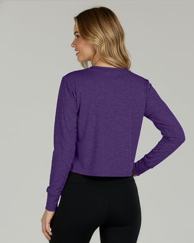 5 Pack Women's Dry Fit Long Sleeve Crop Tops Workout Athletic Crew Neck Tee - color: Set 1, size: Large