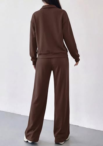 PRETTYGARDEN Women's Lounge Sets 2 Piece Outfits Sweatsuits - color: Brown, size: XX-Large