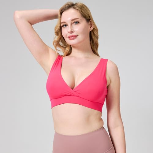 netdraw Buttery Soft Bamboo Viscose Nursing Seamless Sleep Bra - color: Rose, size: Large