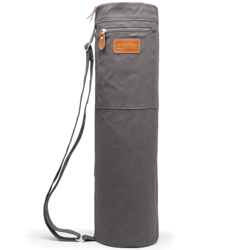 Yoga Mat Bag for Women & Men, Full-Zip Canvas Pilates Bag with Pockets - color: Grey-1