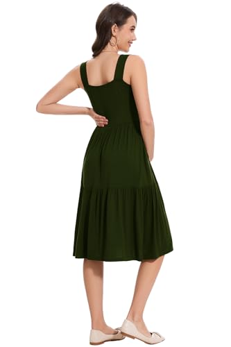Smallshow Women's Sleeveless Ruffle Maternity Tank Dress - color: Army Green, size: Medium
