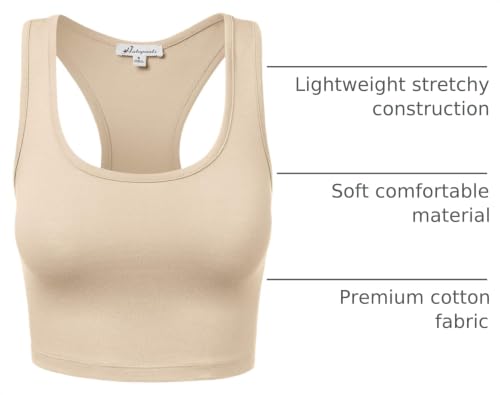 Women's Sleeveless Racerback Crop Tank Top Camisole Backless Scoop Neck Shirts - color: 964-taupe, size: Medium