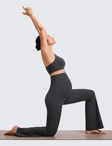 CRZ YOGA Maternity Flare Leggings Pocket 29'' - color: Mysterious Grey, size: Large