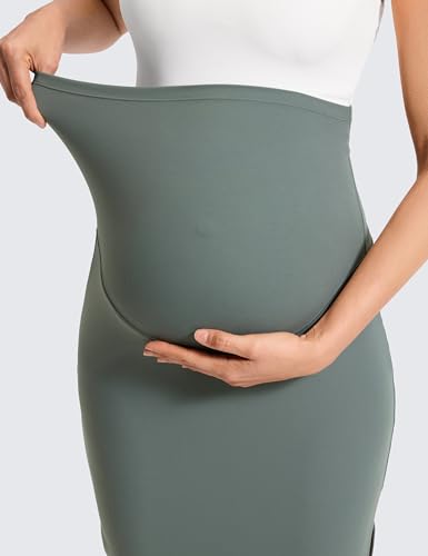 CRZ YOGA Maternity Side Split Midi Skirts - color: Grey Sage, size: X-Small