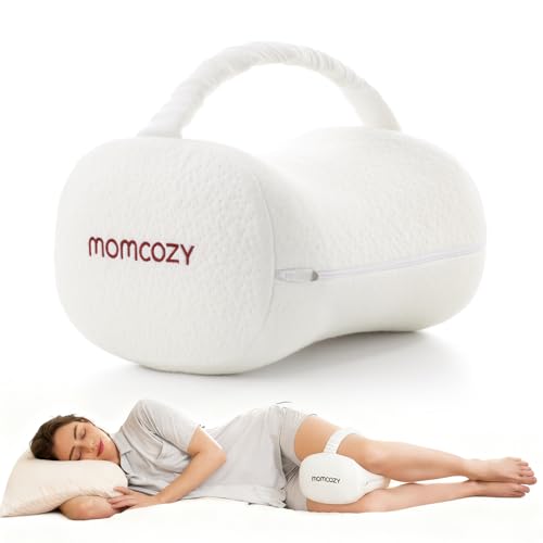 Momcozy Knee Pillow for Side Sleepers, Soft Memory Foam & Pinch-Free Design - color: Cream White