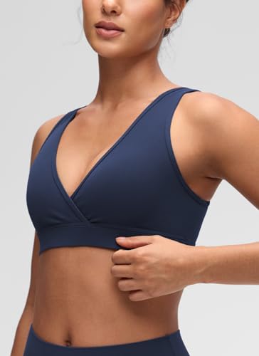 CRZ YOGA Maternity V Neck Nursing Bras - color: Club Blue, size: Medium
