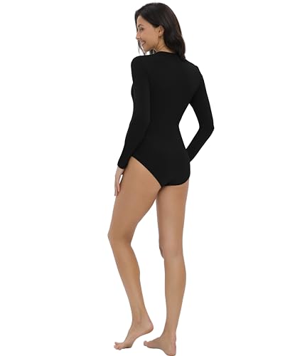 V VOCNI Maternity Bodysuit Long Sleeve Crewneck Slim Fit Body Suit - color: Black, size: Medium