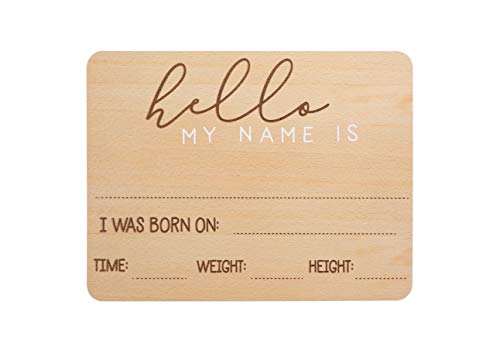 Pearhead Wooden Baby Welcome Sign - color: Hello World Baby Arrival Sign