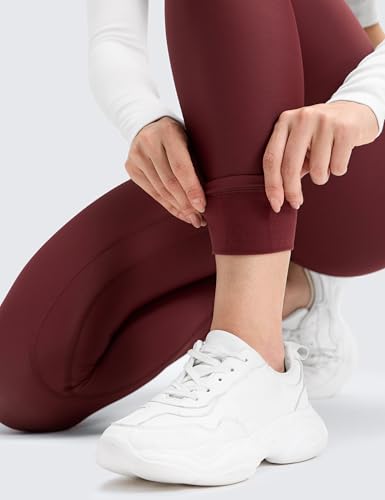 CRZ YOGA Fleece Thermal Leggings 28'' - color: Red Merlot, size: Small