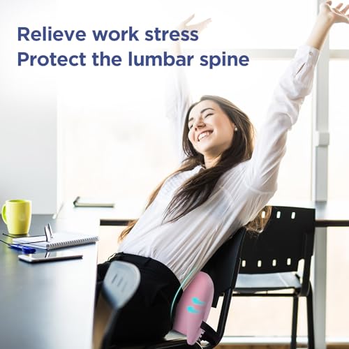 Lumbar Support Pillow for Office Chair, Memory Foam Car Back Cushion - color: Pink