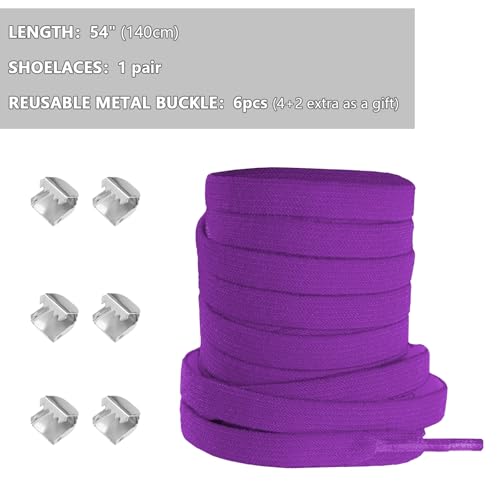UamGlsob Elastic Flat No Tie Shoe Laces for Kids and Adults Sneakers - color: Purple-1