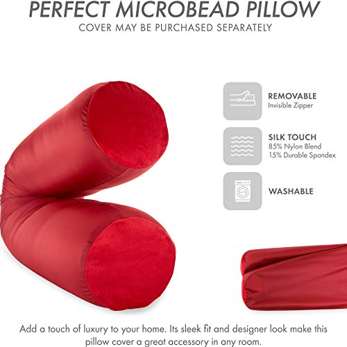 Microbead Body Pillow, Side Sleeping & Pregnancy, 48x8 in, Maroon - color: Maroon, size: Pillow & Cover